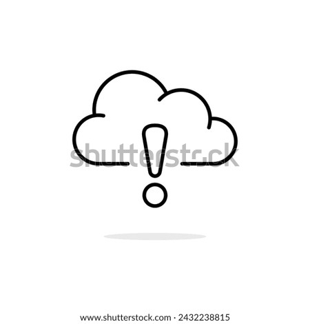 thin line exclamation mark with black cloud icon. simple linear trend modern graphic disconnection logotype stroke design web element isolated on white. concept of broken communication with database