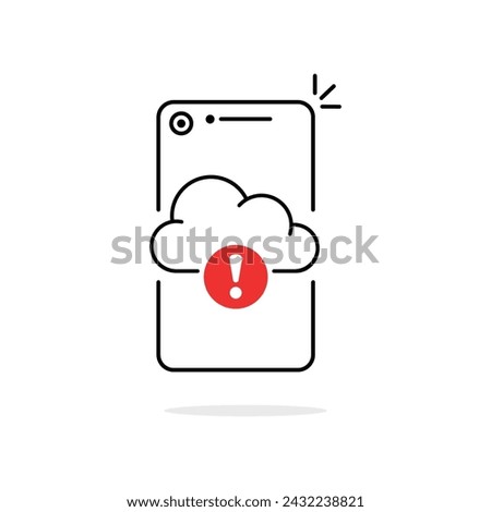 data issue or cloud error icon with thin line phone. simple trend modern graphic disconnection logotype design web element isolated on white background. concept of broken communication with database