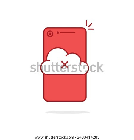 red linear smartphone like cloud disconnect icon. flat trend modern software logo graphic design element isolated on white background. concept of upload or download trouble or system alert badge