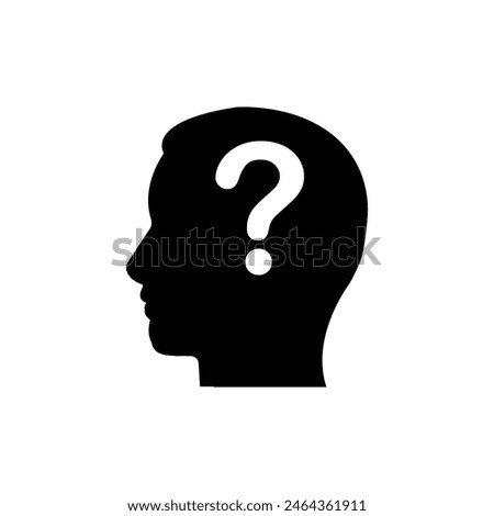 abstract black simple head like doubt icon. concept of brainstorming or easy solving or confused vision. flat style trend modern interviewer silhouette logotype