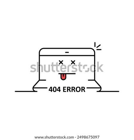 thin line 404 error with dead emoji. concept of page not found or web site under construction or maintenance. linear flat minimal trend modern simple