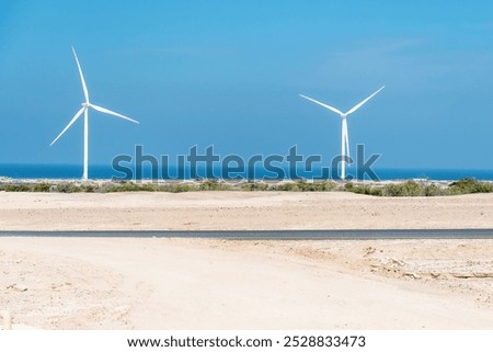 Similar – Image, Stock Photo Desert landscape against sea in nature