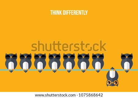 Think differently - Being different, standing out from the crowd -The graphic of owl also represents the concept of individuality , confidence, uniqueness, innovation, creativity.