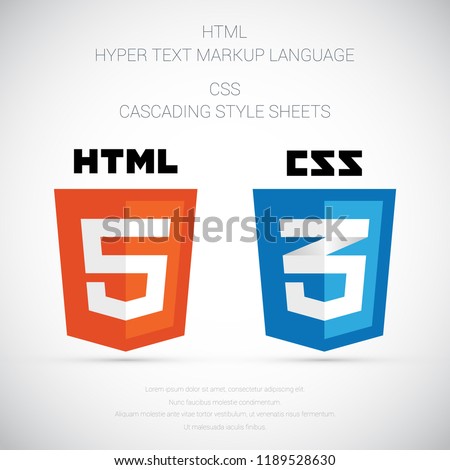 Web development shield signs: html5, css3. Vector illustration.