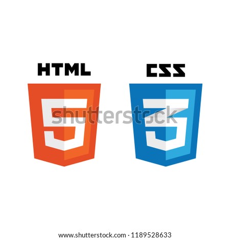 Web development shield signs: html5, css3. Vector illustration.