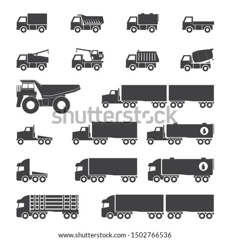 Trucks icons set, vector illustration.