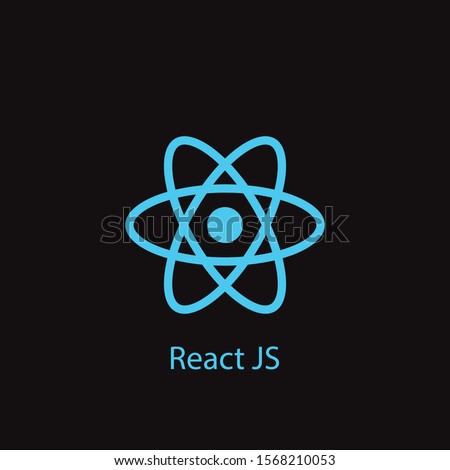React emblem blue atom on black backgroung