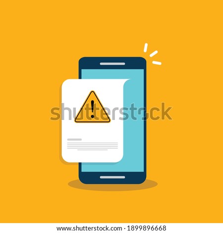 Mobile phone with a warning sign