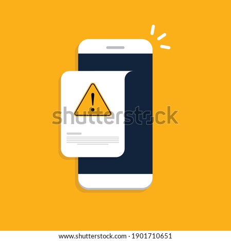 Mobile phone with a warning sign