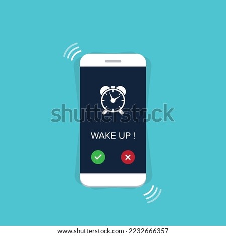 Phone with app alarm clock on the screen