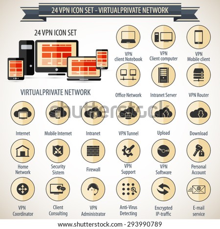 VPN icon set - Virtual Private Network