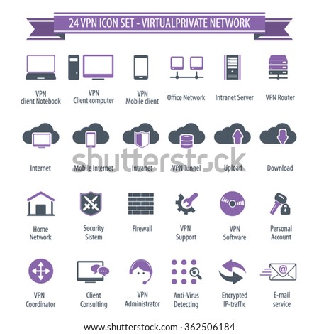 VPN icon set - 24 icon set - Virtual Private Network