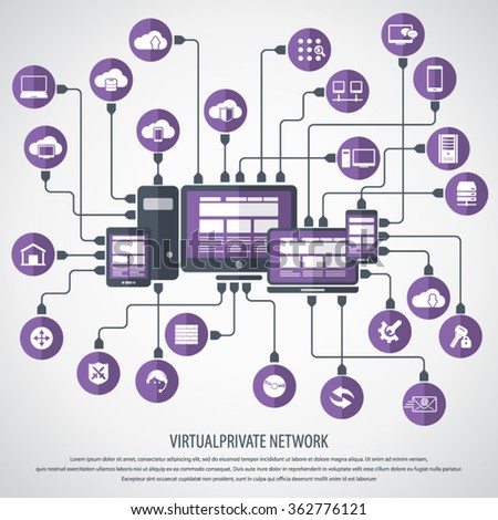 Virtual Private Network Background - with 24 icon set