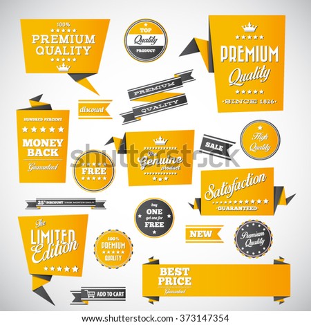 Vintage Labels Set - Origami Vintage Labels Set.Vector Design Elements - 373147354 : Shutterstock