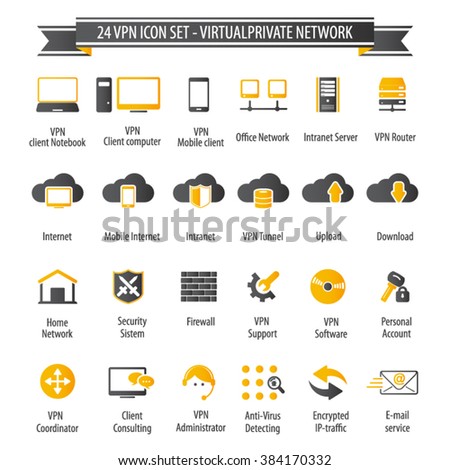 VPN icon set - 24 icon set - Virtual Private Network