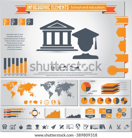 School and education- infographics elements and icons set. EPS10 vector. All elements are editable and in separate layer.