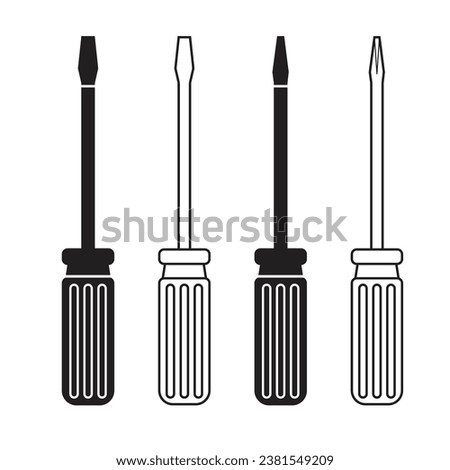 Screw driver symbol Philips screw ,flat screw vector design 