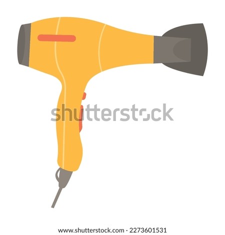 Vector cartoon image of a hair dryer. The concept of self-care and cosmetic services. Cute elements for your design.