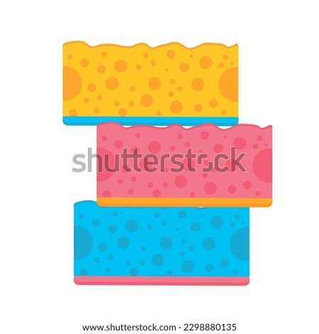 Vector cartoon image of foam sponges. The concept of cleaning, washing, cleanliness and cleaning. Cute elements for your design.