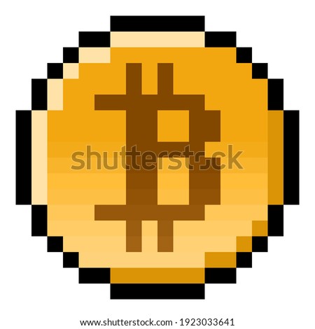 Pixel bitcoin gaming coin (vector)