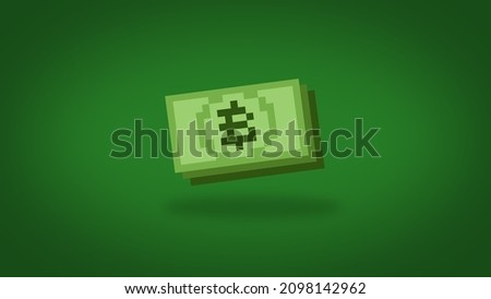 Pixel 8 bit gaming Bitcoin money - high res 4k wallpaper  Stock fotó © 