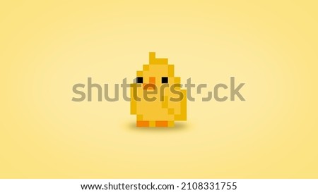Cute pixel 8 bit chick background - high res 4k wallpaper Stock fotó © 