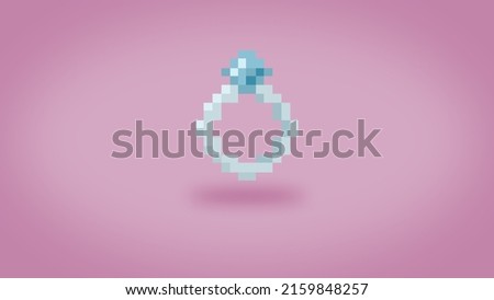 Pixel Diamond Engagement or Wedding ring background - high res 8 bit wallpaper Stock fotó © 
