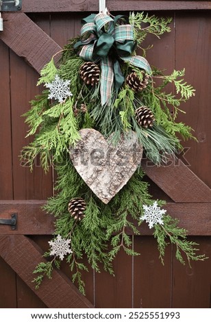 Similar – Foto Bild Leuchtender Weihnachtsstern vor kahlem Baum und Nebel