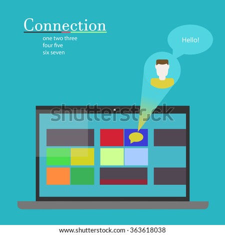 Vector Laptop. Icon of man. Communication between people. Vector illustration.