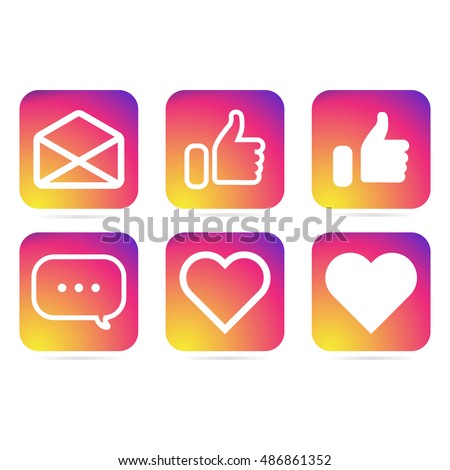Modern icons in simple flat style at colorful background isolated on white background for your project. Vector illustration. Set of icons for website or application. Social network web icons.