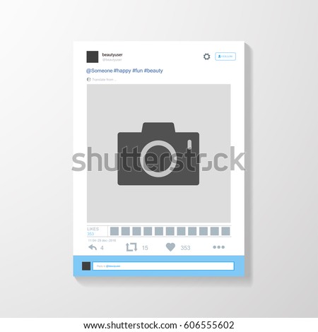 Social network photo frame vector illustration. Twitter. Mock up Vector illustration