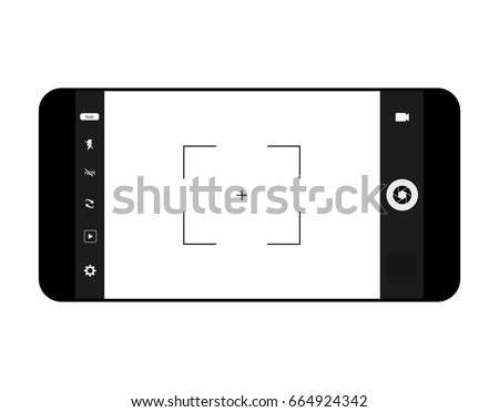 mobile camera interface template background. Screen of smartphone with camera interface. viewfinder display. Vector illustration Modern camera focusing screen