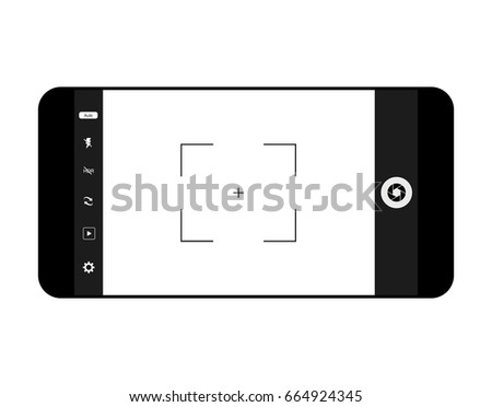 mobile camera interface template background. Screen of smartphone with camera interface. viewfinder display. Vector illustration Modern camera focusing screen