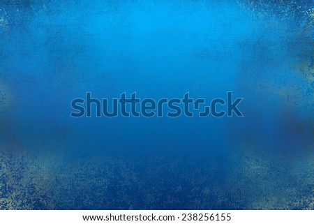 Blue shiny with golden corners abstract  background , with   painted  grunge background texture for  design