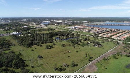 Aerial photo of Venice Florida near Interstate 75 and Jacaranda. Photo shows established communities and nature. Taken October 2021 Stock fotó © 