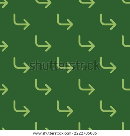 Seamless repeating corner down right flat icon pattern, hunter green and dollar bill color. Design for wrapping paper or postcard.