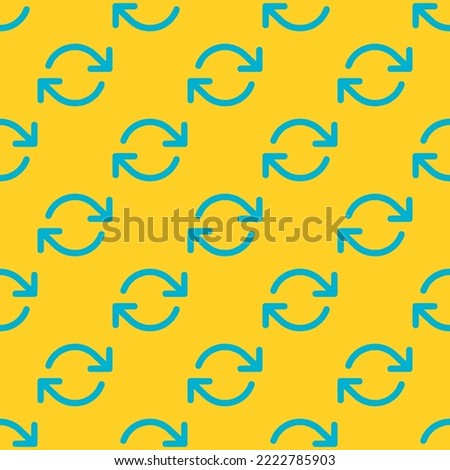 Seamless repeating refresh cw flat icon pattern, banana yellow and dark turquoise color. Design for wrapping paper or postcard.