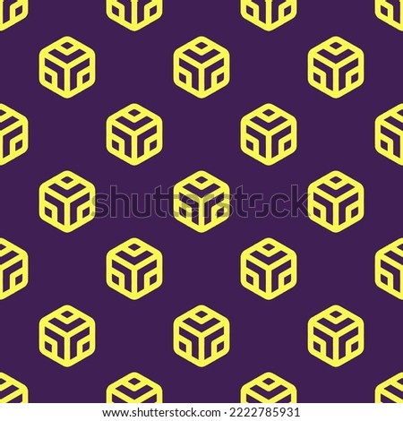 Seamless repeating codesandbox flat icon pattern, outer space and icterine color. Design for wrapping paper or postcard.