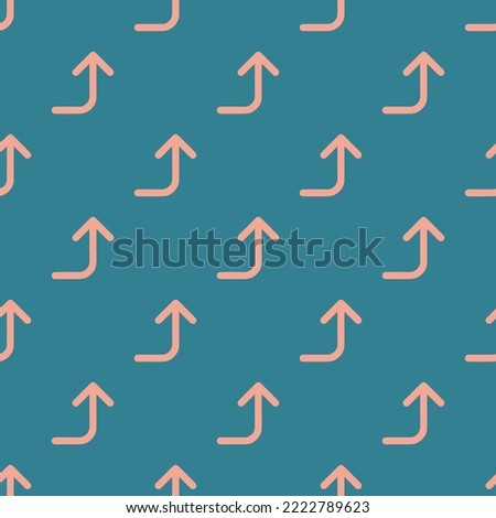 Seamless repeating corner right up flat icon pattern, teal blue and light salmon pink color. Design for wrapping paper or postcard.
