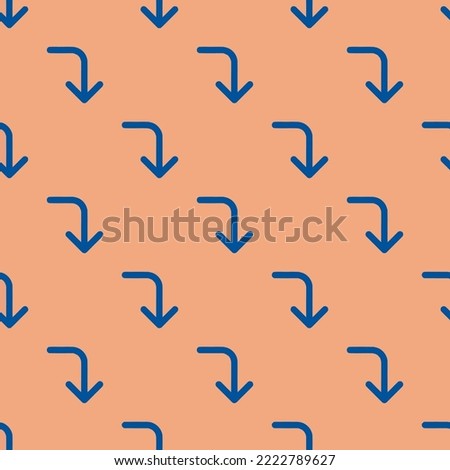 Seamless repeating corner right down flat icon pattern, dark salmon and usafa blue color. Design for wrapping paper or postcard.