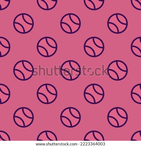 Seamless repeating tennisball outline flat icon pattern, blush and persian indigo color. Background for quotes.