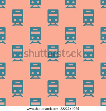 Seamless repeating subway sharp flat icon pattern, light salmon pink and teal blue color. Design for announcement.