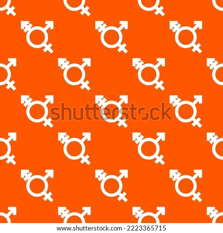 Seamless repeating transgender sharp flat icon pattern, tangelo and white color. Background for menu.