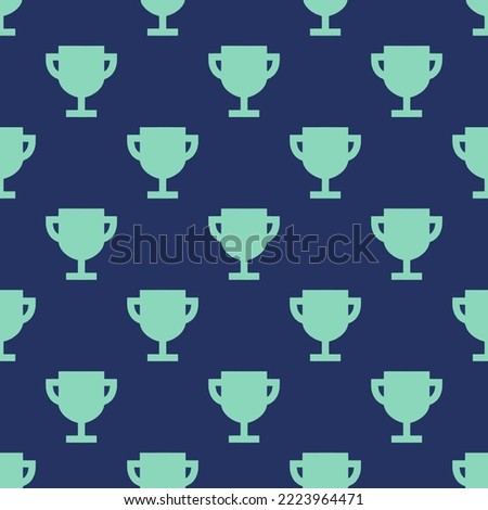 Seamless repeating trophy sharp flat icon pattern, st. patrick's blue and pearl aqua color. Backround for motivational quites.
