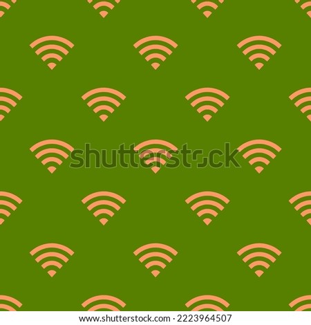 Seamless repeating wifi sharp flat icon pattern, avocado and pink-orange color. Background for home screen.