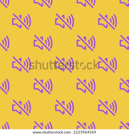 Seamless repeating volume mute outline flat icon pattern, sandstorm and lavender indigo color. Background for kitchen.
