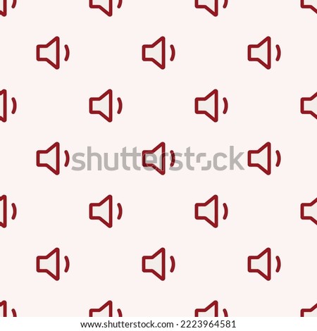 Seamless repeating volume low outline flat icon pattern, isabelline and ruby red color. Design for notes.