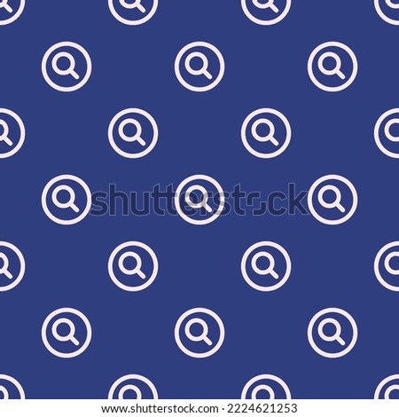 Seamless repeating search circle outline flat icon pattern, st. patrick's blue and linen color. Two color background.