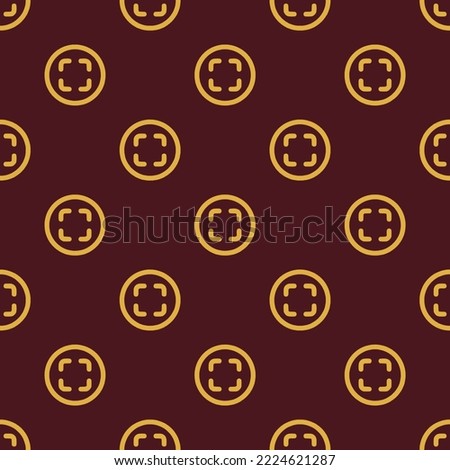Seamless repeating scan circle outline flat icon pattern, dark sienna and meat brown color. Background for office.