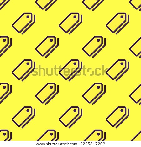 Seamless repeating pricetags outline flat icon pattern, icterine and persian indigo color. Background for UI design.